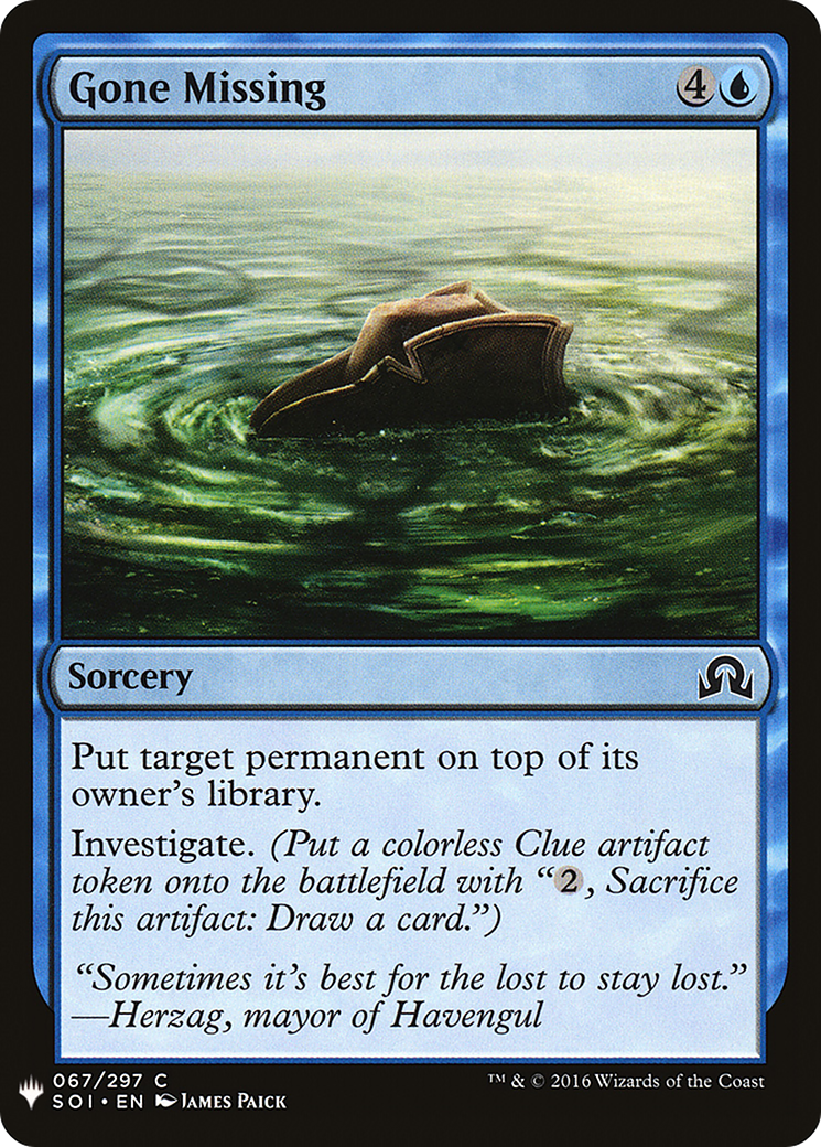 Gone Missing (LIST-SOI-67) [The List] MTG Single Magic: The Gathering