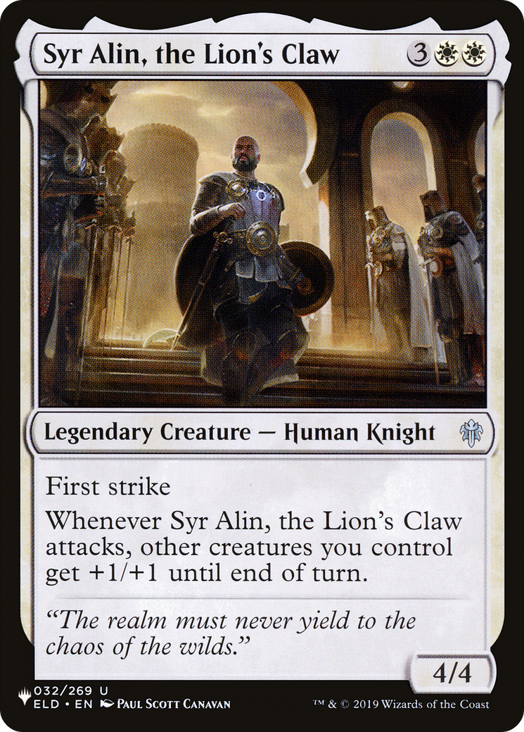 Syr Alin, the Lion's Claw (LIST-ELD-32) [Mystery Booster] The List MTG Single Wizards of the Coast