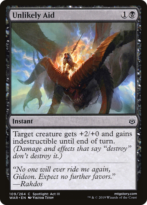 Unlikely Aid (WAR-109) [War of the Spark] MTG Single Wizards of the Coast