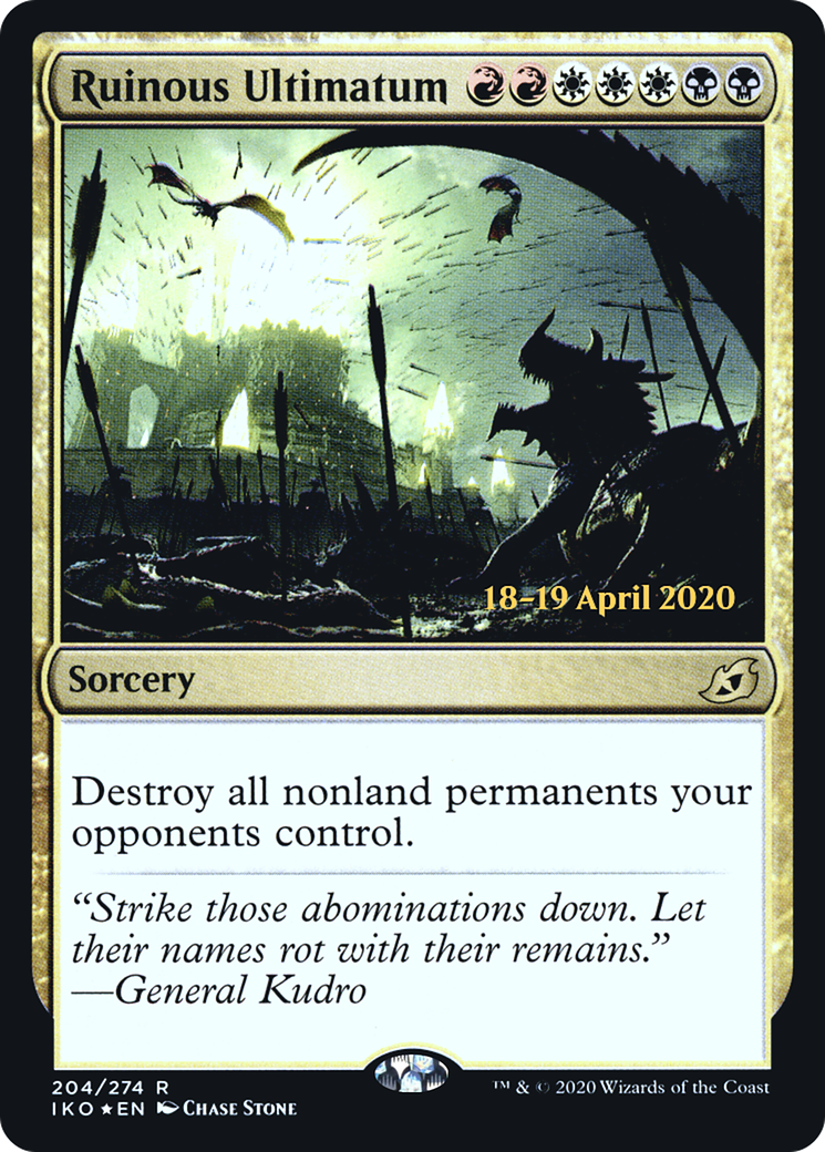Ruinous Ultimatum (PRE-204) [Ikoria: Lair of Behemoths Promos] Foil MTG Single Wizards of the Coast