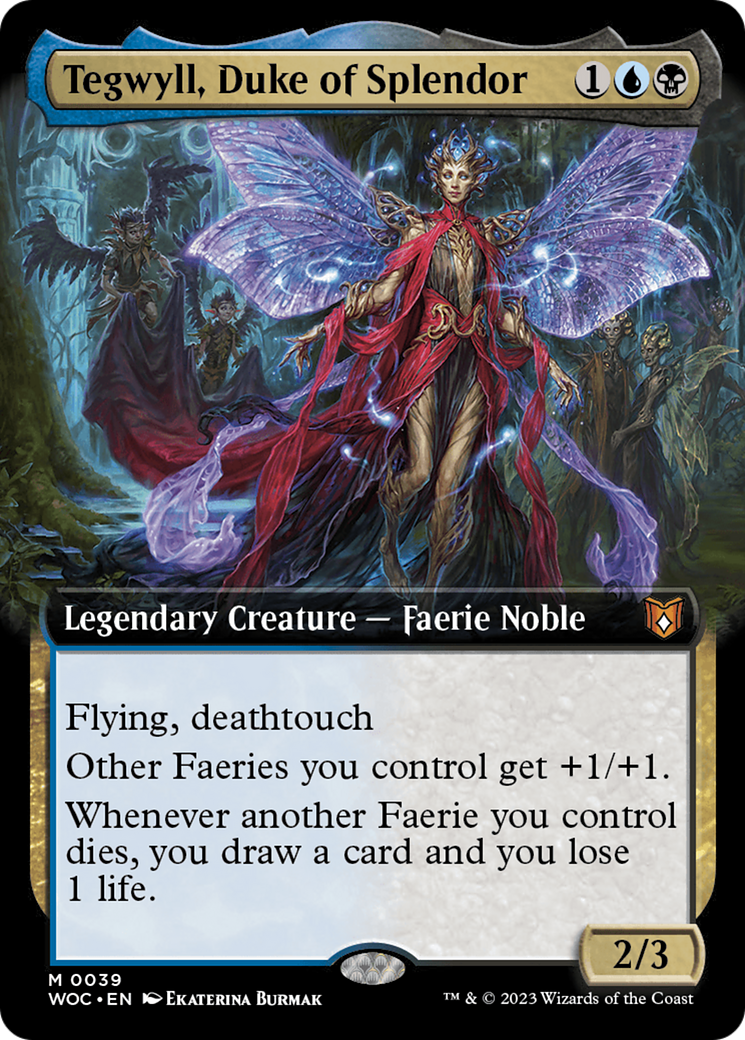 Tegwyll, Duke of Splendor (WOC-039) [Wilds of Eldraine Commander] (Extended Art) Foil MTG Single Wizards of the Coast