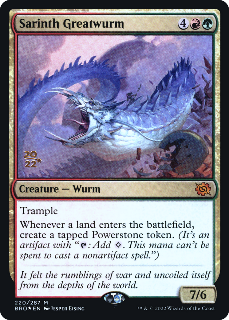 Sarinth Greatwurm (PRE-220S) [The Brothers' War Promos] Foil MTG Single Wizards of the Coast