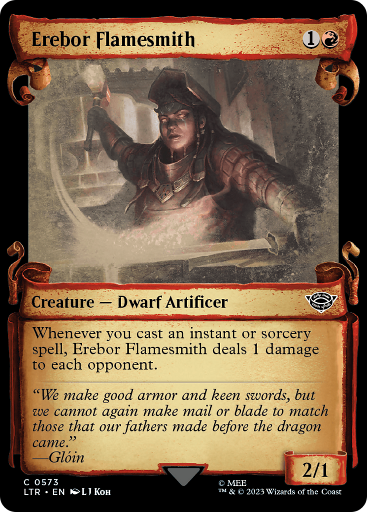 Erebor Flamesmith (Showcase Scrolls) (LTR-573) [The Lord of the Rings: Tales of Middle-earth] (Showcase) Foil MTG Single Wizards of the Coast