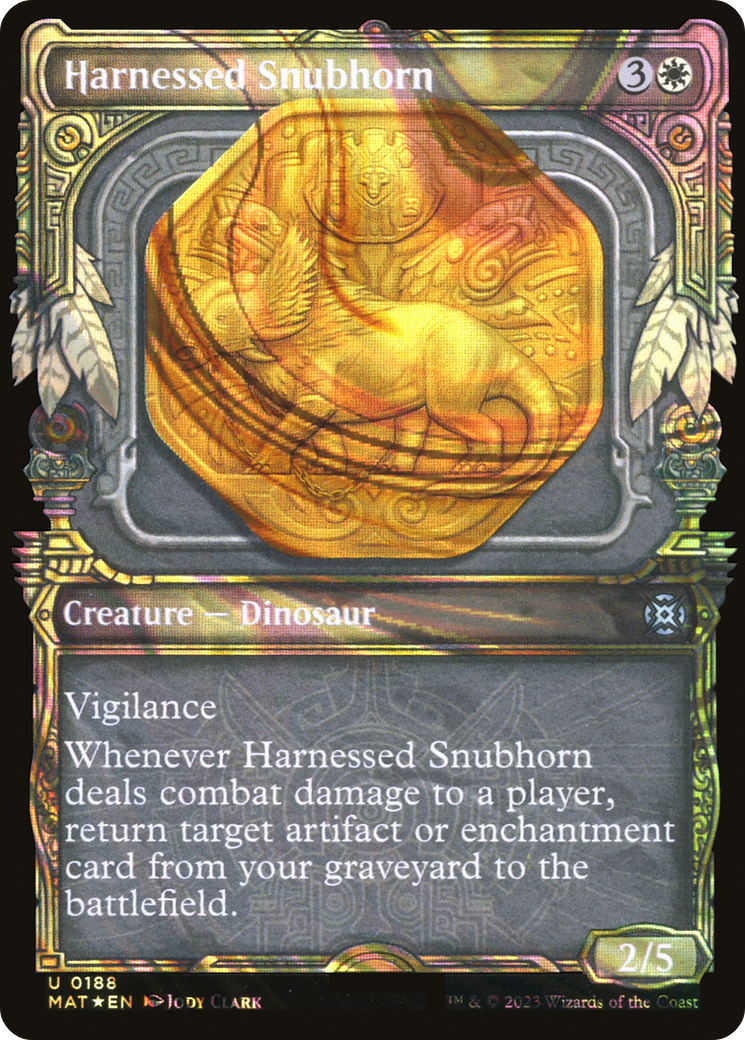 Harnessed Snubhorn (Halo Foil) (MAT-188) [March of the Machine: The Aftermath] (Showcase) Foil MTG Single Wizards of the Coast