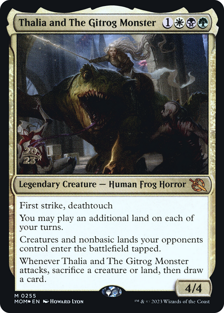 Thalia and The Gitrog Monster (PRE-255) [March of the Machine Promos] Foil MTG Single Wizards of the Coast