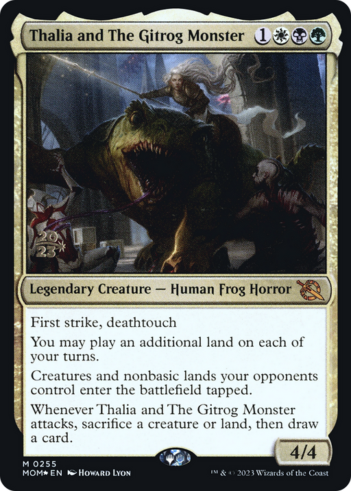 Thalia and The Gitrog Monster (PRE-255) [March of the Machine Promos] Foil MTG Single Wizards of the Coast