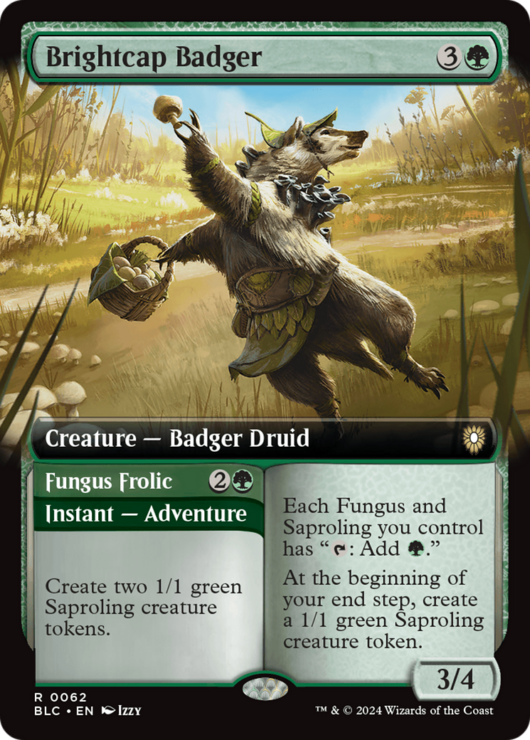 Brightcap Badger (BLC-062) [Bloomburrow Commander] (Extended Art) MTG Single Wizards of the Coast