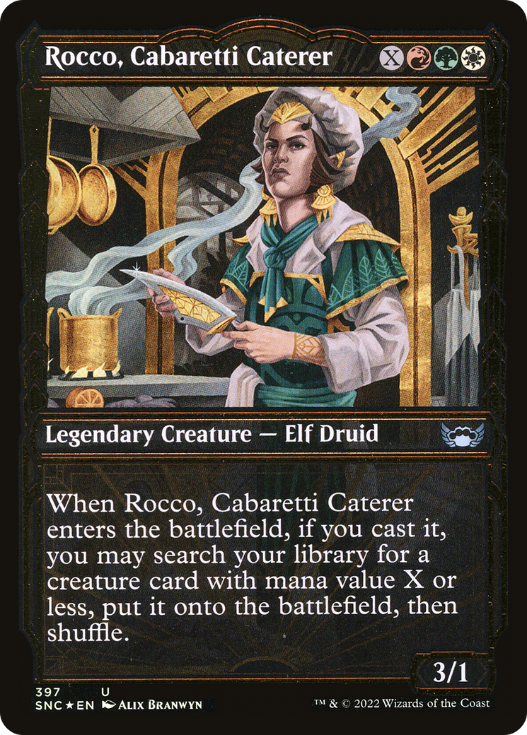 Rocco, Cabaretti Caterer (Gilded Foil) (SNC-397) [Streets of New Capenna] (Showcase) Foil MTG Single Wizards of the Coast