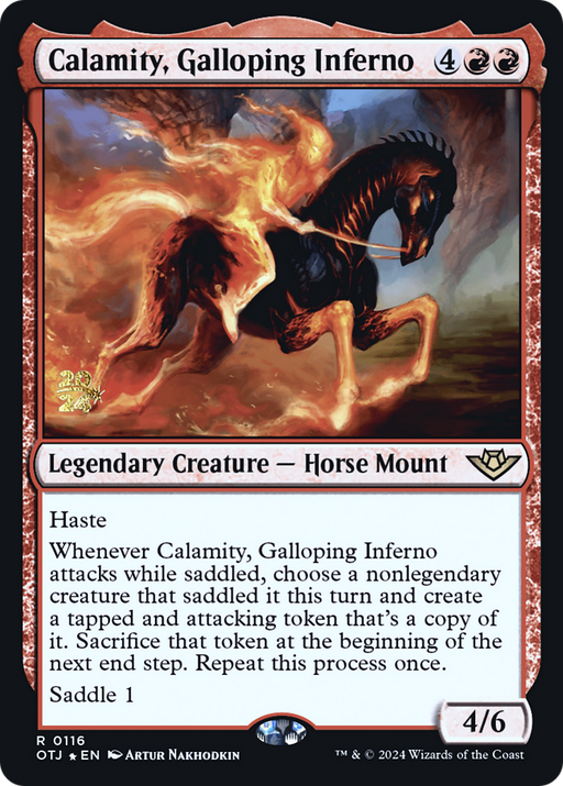 Calamity, Galloping Inferno (PRE-116) [Outlaws of Thunder Junction Promos] Foil MTG Single Wizards of the Coast