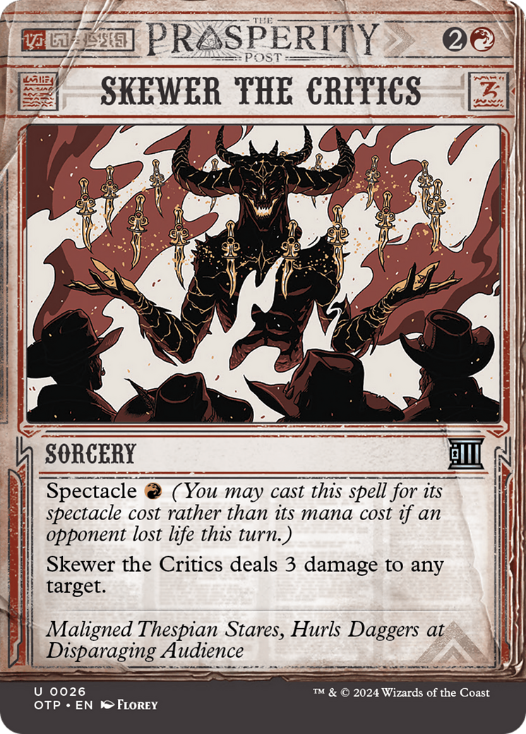 Skewer the Critics (OTP-026) [Breaking News] (Showcase) (Borderless) MTG Single Wizards of the Coast