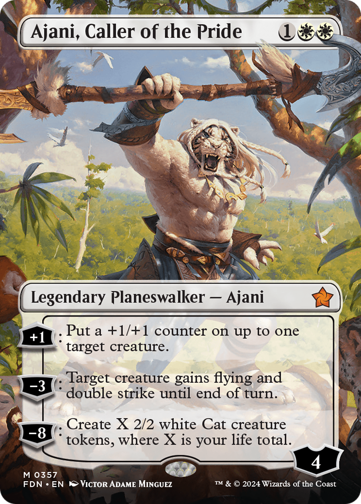 Ajani, Caller of the Pride (FDN-357) [Foundations] (Borderless) Foil MTG Single Wizards of the Coast