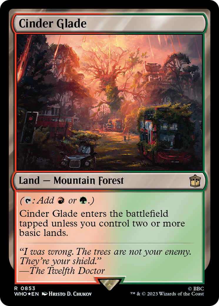 Cinder Glade (Surge Foil) (WHO-853) [Doctor Who] Foil MTG Single Wizards of the Coast