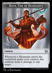 Rebel // Koth, Fire of Resistance Emblem Double-Sided Token [Tokens] Phyrexia: All Will Be One Tokens MTG Single Magic: The Gathering