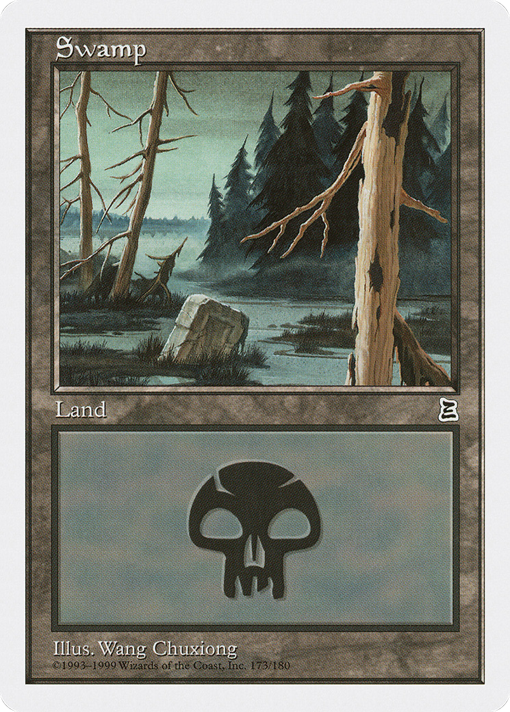 Swamp (PTK-173) [Oldschool] Portal Three Kingdoms MTG Single Wizards of the Coast