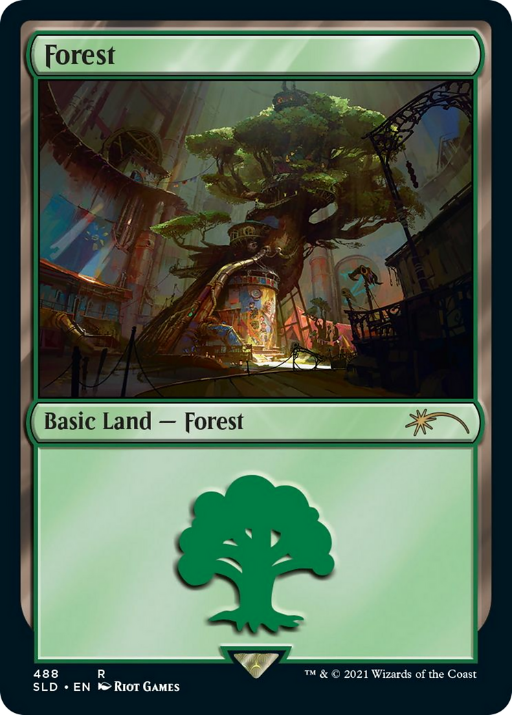 Forest (Secret Lair x Arcane: Lands) (SLD-488) [Secret Lair] Drop Foil MTG Single Wizards of the Coast