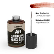 AK Interactive: Precision Panel Liner - Dark Rust Model Paints AK INTERACTIVE