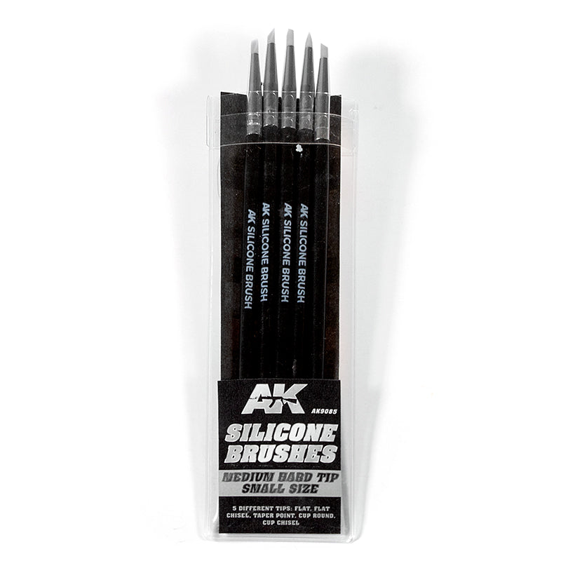 AK Interactive: Silicone Brushes Set (Medium Hard Tip Small Size)