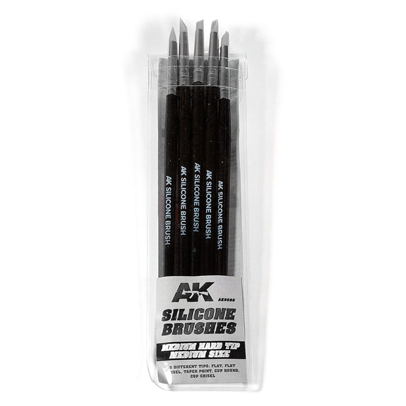 AK Interactive: Silicone Brushes Set (Medium Hard Tip Medium Size)