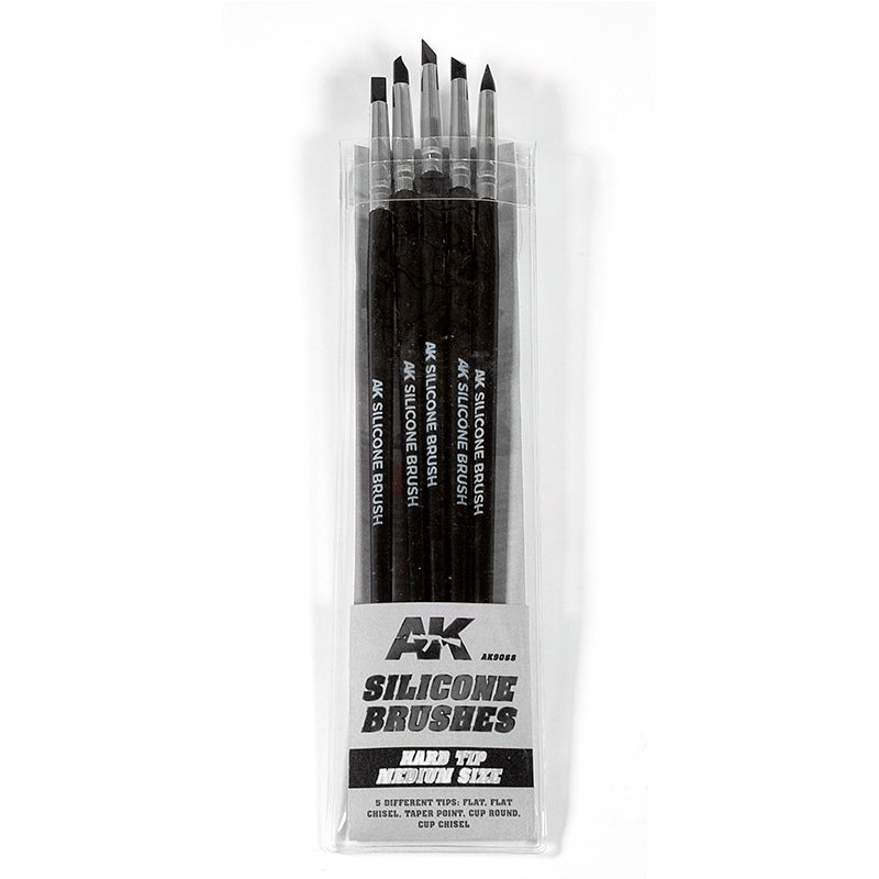 AK Interactive: Silicone Brushes Set (Hard Tip Medium Size) Hobby Brushes AK INTERACTIVE