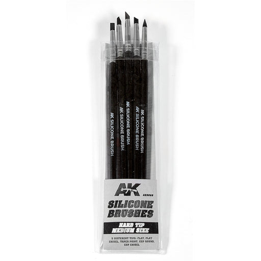 AK Interactive: Silicone Brushes Set (Hard Tip Medium Size) Hobby Brushes AK INTERACTIVE