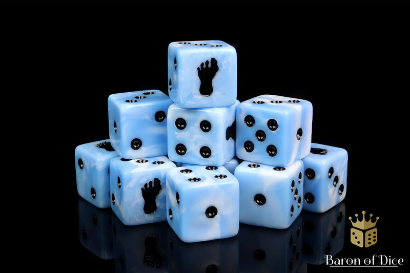 Baron of Dice: "Giant Footprint - Blue Frost" 25x16mm Square Corner Dice Dice & Gaming Accessories Baron of Dice