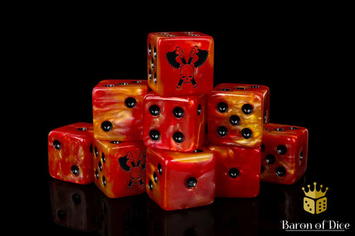 Baron of Dice: "Skull Grinders - Fiery Hell" 25x16mm Square Corner Dice Dice & Gaming Accessories Baron of Dice