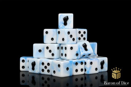 Baron of Dice: "Giant Footprint - White Ice" 25x16mm Square Corner Dice Dice & Gaming Accessories Baron of Dice