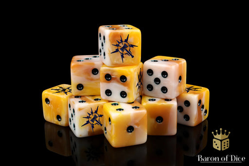 Baron of Dice: "Lightning Hammer - Golden Hues" 25x16mm Square Corner Dice Dice & Gaming Accessories Baron of Dice