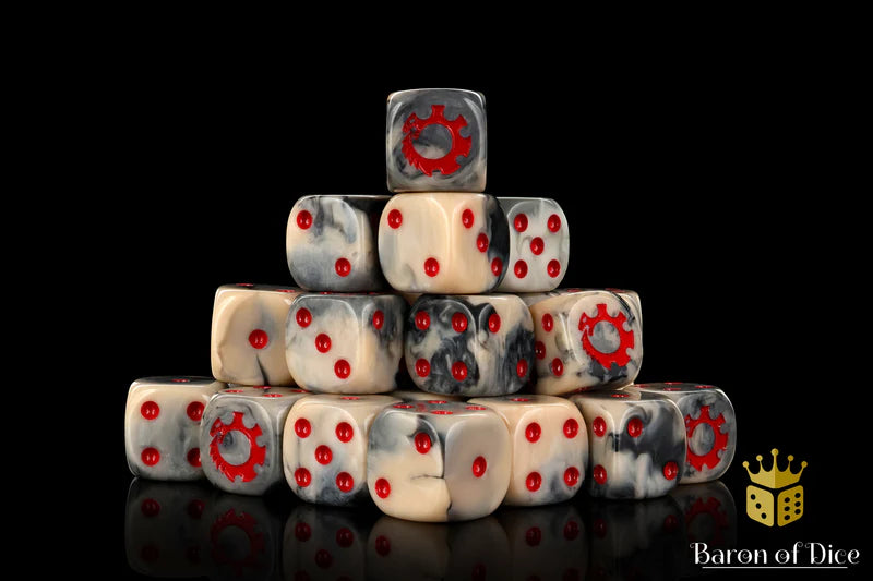 Baron of Dice: "Alien Dice - Beige & Red" 25x16mm Round Corner Dice Dice & Gaming Accessories Baron of Dice