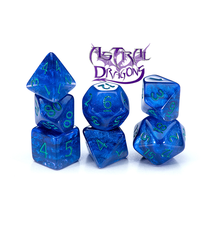 Gate Keeper Games: "Astral Dragons" Holographic Dice 7-Die Set Dice & Gaming Accessories Gate Keeper Games