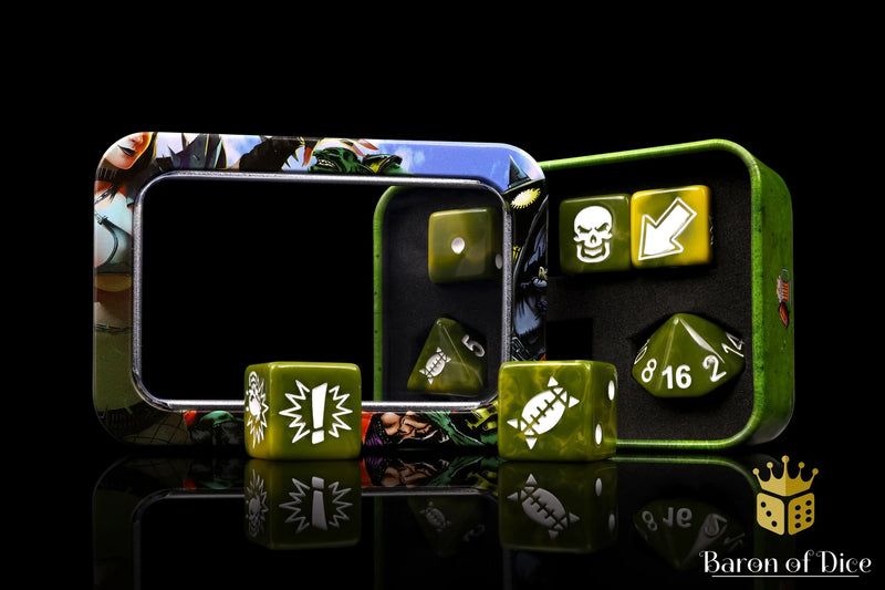 Baron of Dice: "Diseased" Spiked Football Dice 7-Die Set Dice & Gaming Accessories Baron of Dice