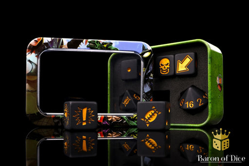 Baron of Dice: "Matte Black" Spiked Football Dice 7-Die Set Dice & Gaming Accessories Baron of Dice