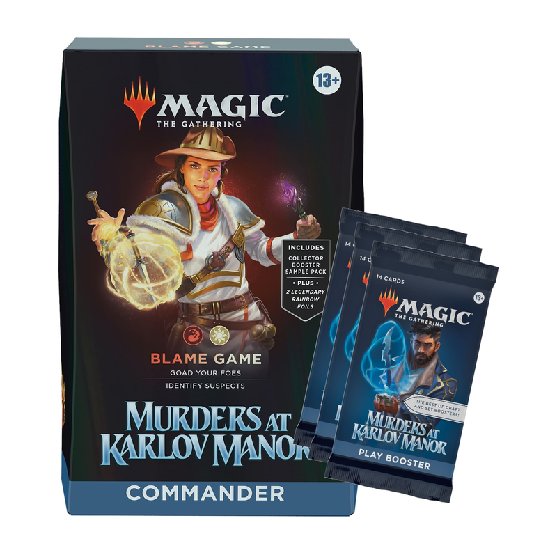 MTG Murders at Karlov Manor - Commander Deck (Blame Game) + 3 Play Booster Packs