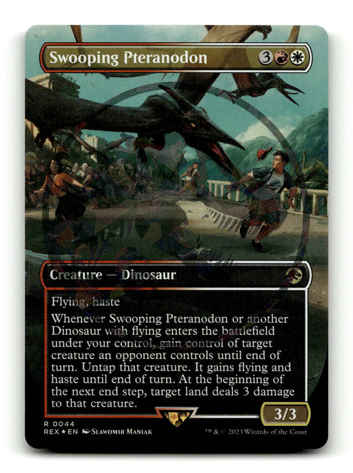 Swooping Pteranodon (Emblem) (Borderless) [Universes Beyond: Jurassic World Collection] Foil - Scan (BT-006) High End MTG Single Magic: The Gathering