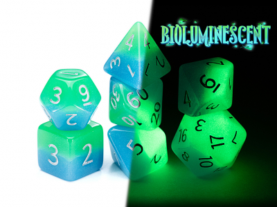 Gate Keeper Games: “Bioluminescent” Radiant Dice (Glow-in-the-Dark) 7-Die Set Dice & Gaming Accessories Gate Keeper Games