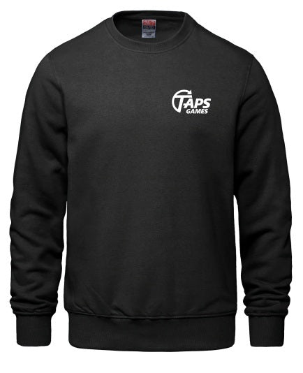 Crew Neck Sweater - Taps Logo (Black) Apparel & Merchandise Taps Games