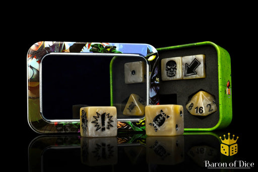 Baron of Dice: "Bone" Spiked Football Dice 7-Die Set Dice & Gaming Accessories Baron of Dice