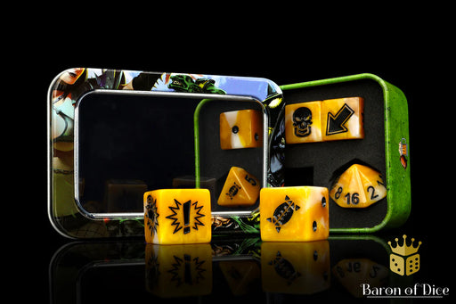 Baron of Dice: "Gold" Spiked Football Dice 7-Die Set Dice & Gaming Accessories Baron of Dice