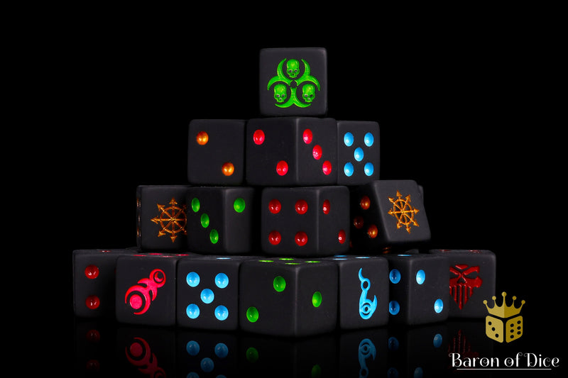 Baron of Dice: "Chaos United - Variety Set" 25x16mm Square Corner Dice Dice & Gaming Accessories Baron of Dice