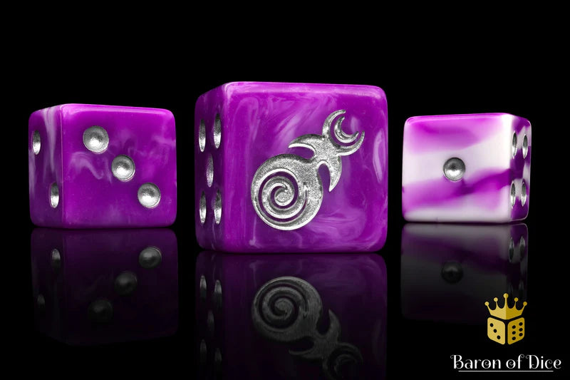 Baron of Dice: "Gluttony - Silver" 25x16mm Square Corner Dice Dice & Gaming Accessories Baron of Dice