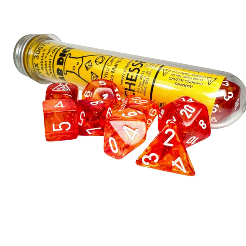 Chessex: 7-Die Set Lab Dice Nebula - Molten/White Dice & Gaming Accessories Chessex