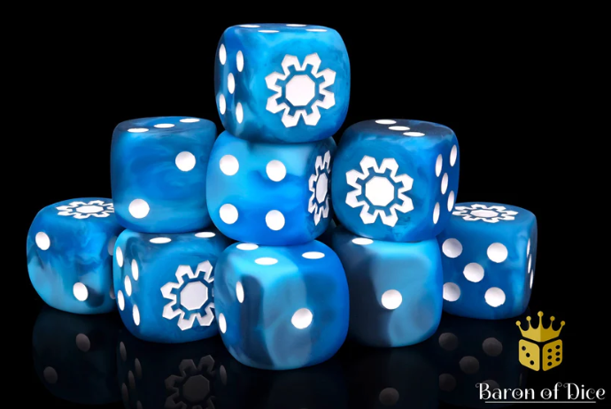 Baron of Dice: "Frozen Cog" 25x16mm Round Corner Dice Dice & Gaming Accessories Baron of Dice
