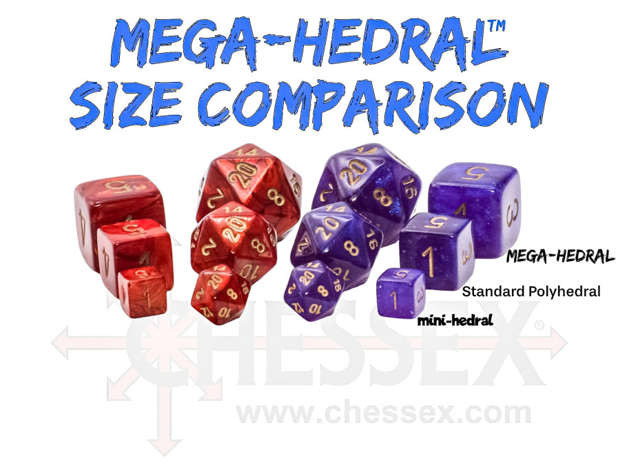 Chessex: "Borealis Icicle/Light Blue Luminary" Mega-Hedral 7 Die Dice Set 20mm Dice & Counters Chessex