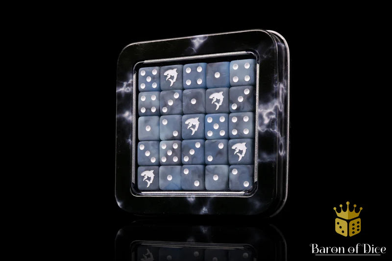 Baron of Dice: "Great White Shark - Void Grey" 25x12mm Square Corner Dice Dice & Gaming Accessories Baron of Dice