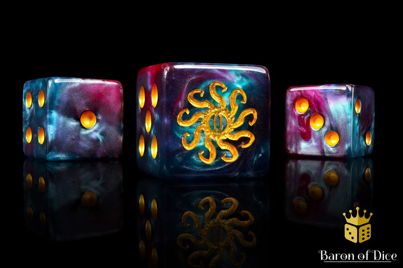 Baron of Dice: "Cult of Knowledge - Teal & Purple" 25x16mm Square Corner Dice Dice & Gaming Accessories Baron of Dice