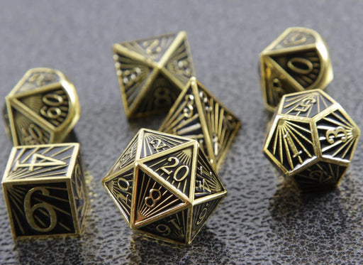 Forged Gaming: Metal 7-Die Set - "Deco (Black Gold)" Dice & Gaming Accessories Forged Gaming