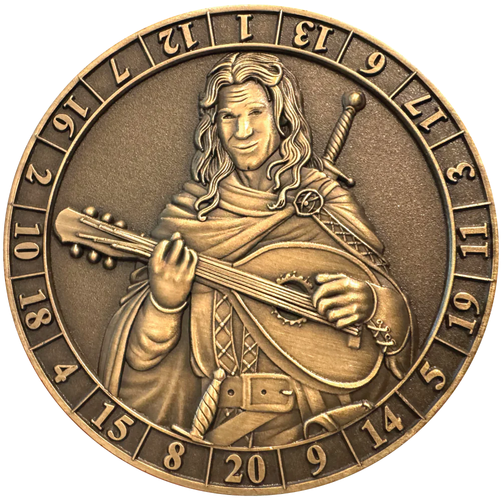 Goliath Coins: D20 Dice Coin - Male Bard Dice & Gaming Accessories Goliath Coins