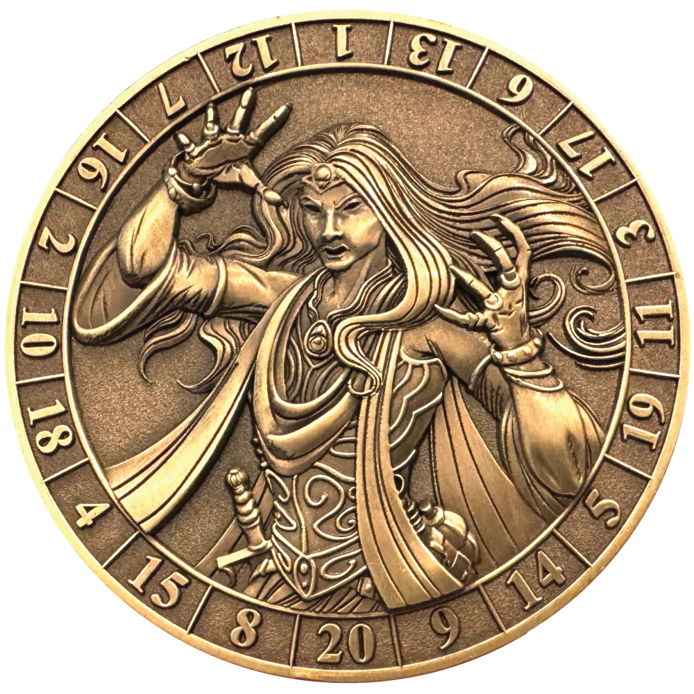 Goliath Coins: D20 Dice Coin - Female Sorcerer Dice & Gaming Accessories Goliath Coins