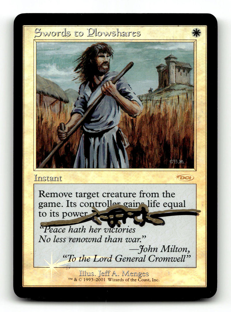 Swords to Plowshares [Friday Night Magic 2001] Foil (Artist Signed) - Scan (LB-038) High End MTG Single Magic: The Gathering