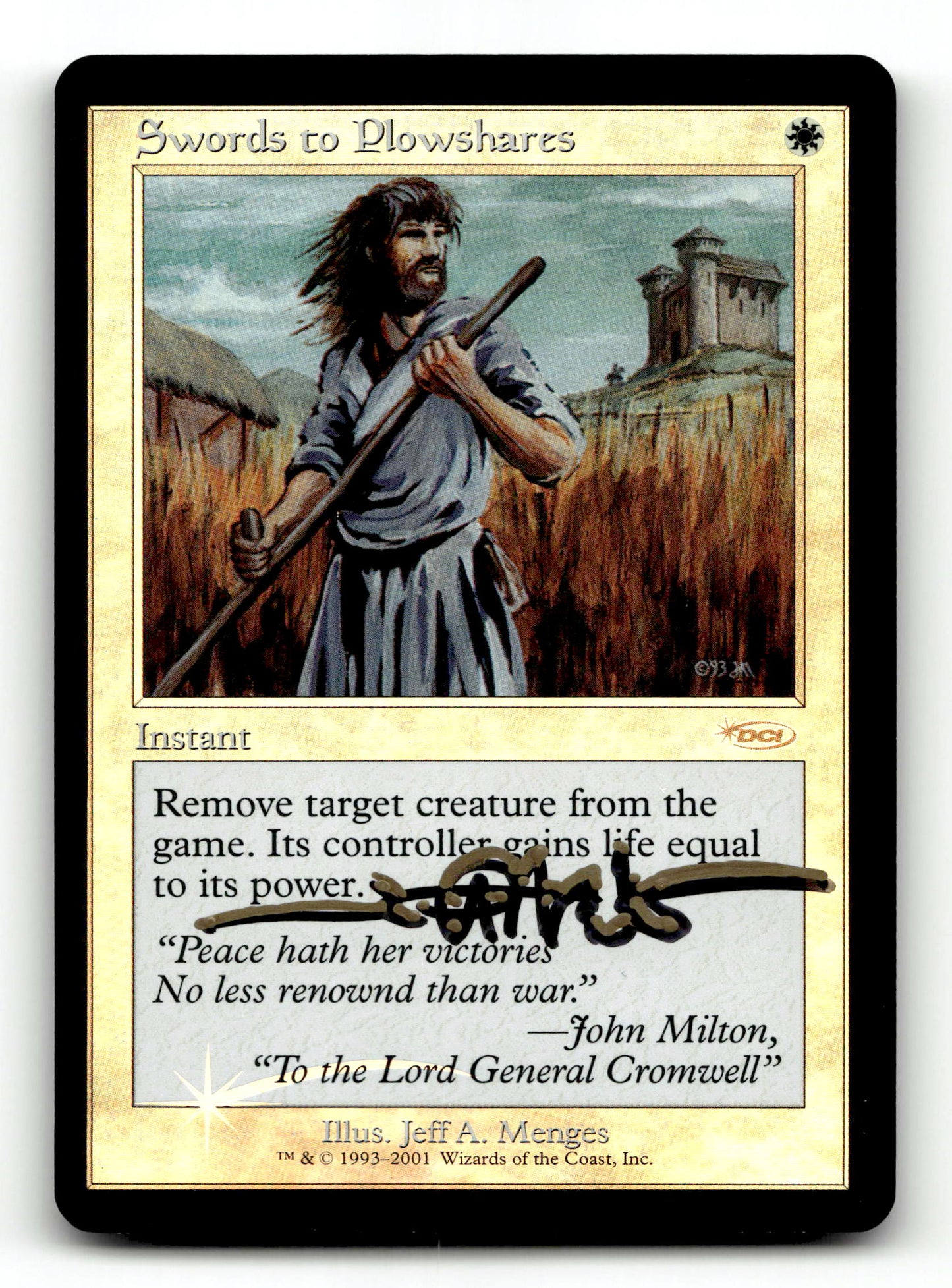 Swords to Plowshares [Friday Night Magic 2001] Foil (Artist Signed) - Scan (LB-039) High End MTG Single Magic: The Gathering